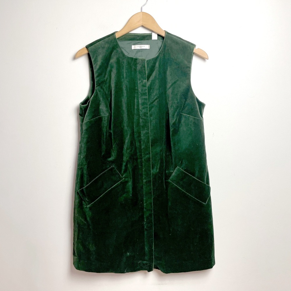 Liz Claiborne Green Velvet Mini Dress Sleeveless Sz 6 Preppy Academia Old Money